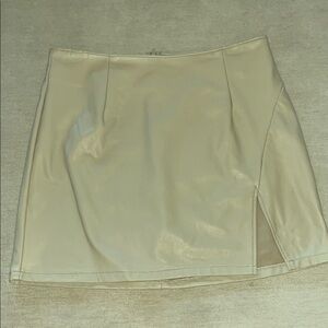 Cream Faux Leather Skirt